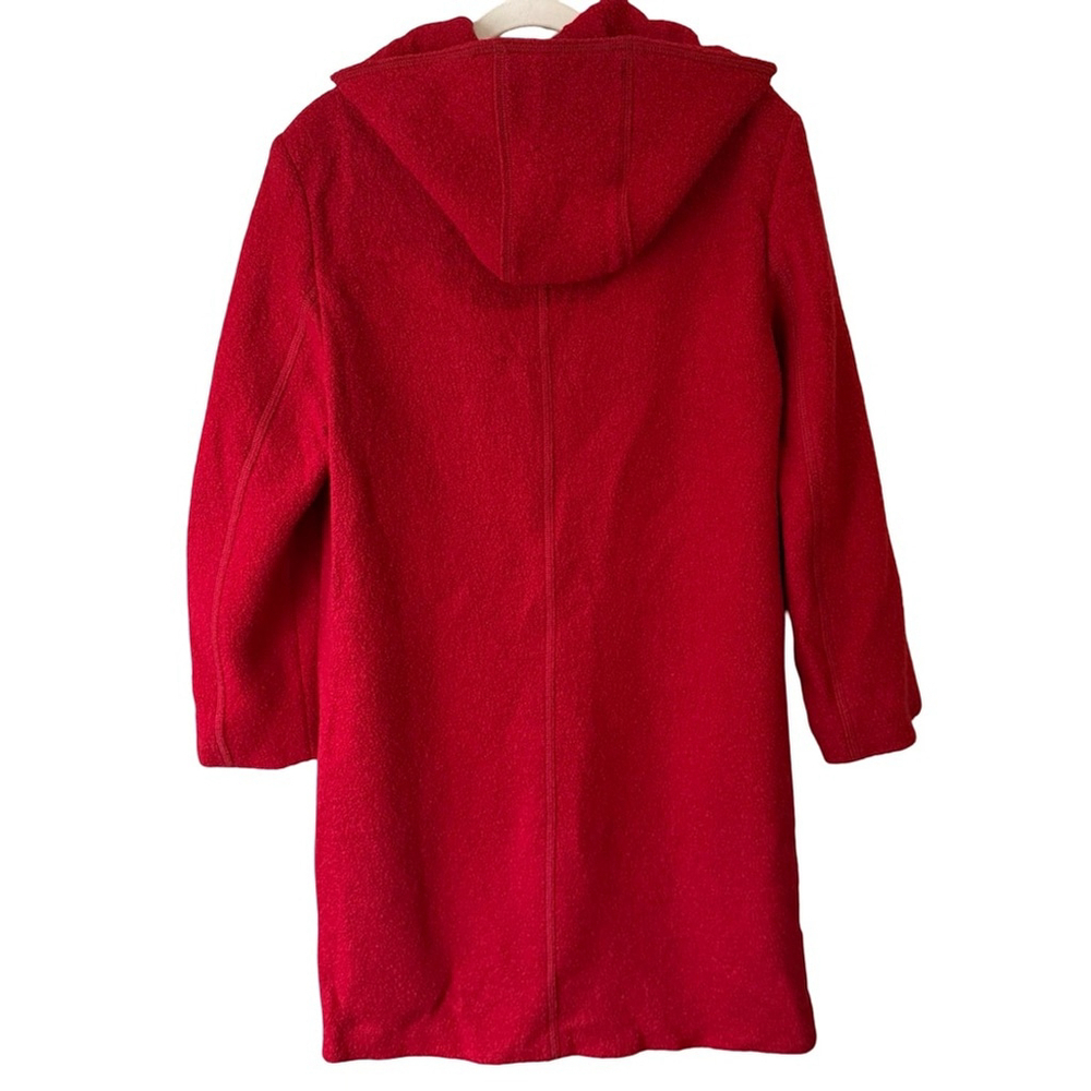 Gerry Weber Edition Red Hooded 100% Virgin Wool Trench Coat Size S M Winter - Picture 3 of 16